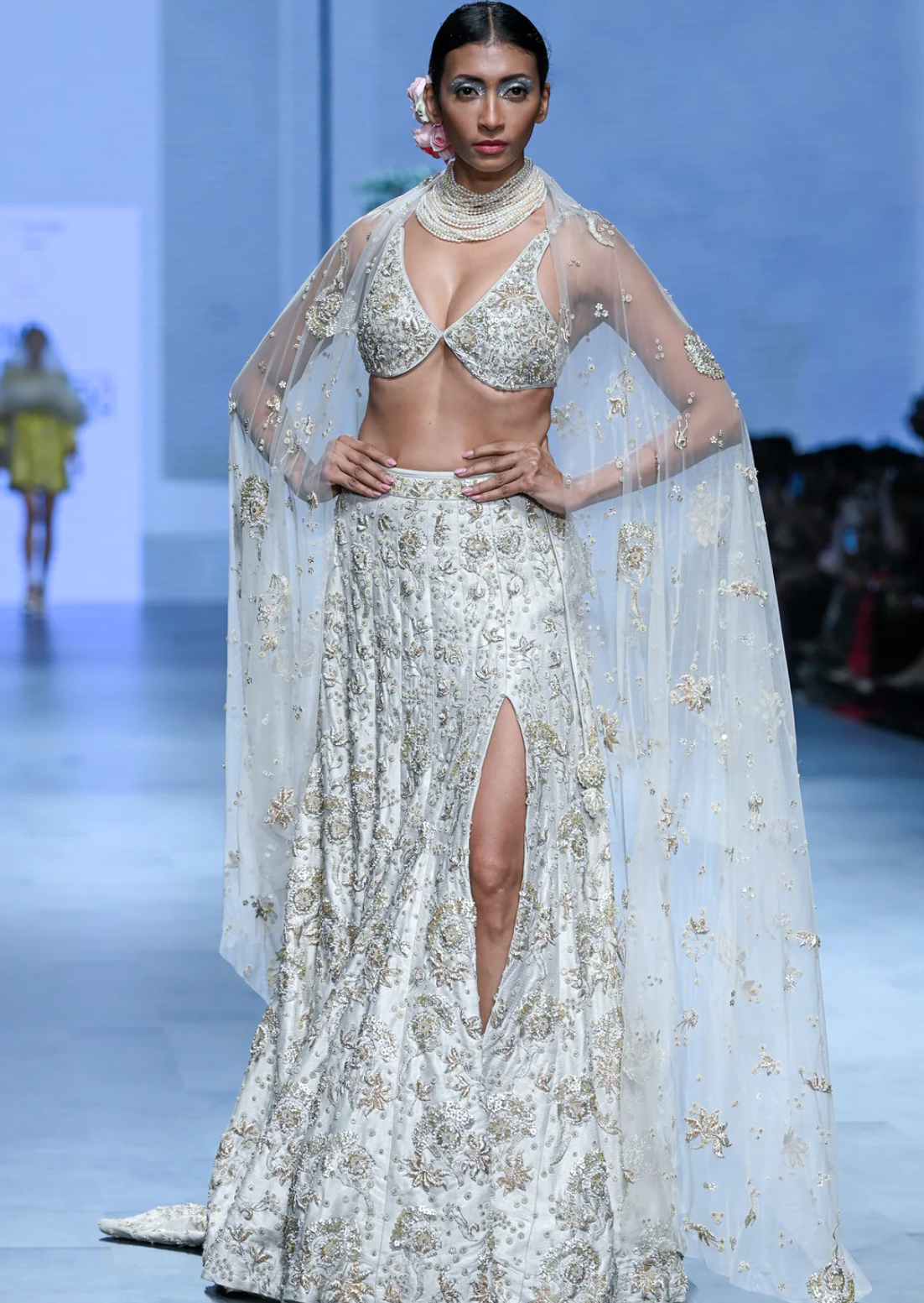 Grey Silver Slit Lehenga Set