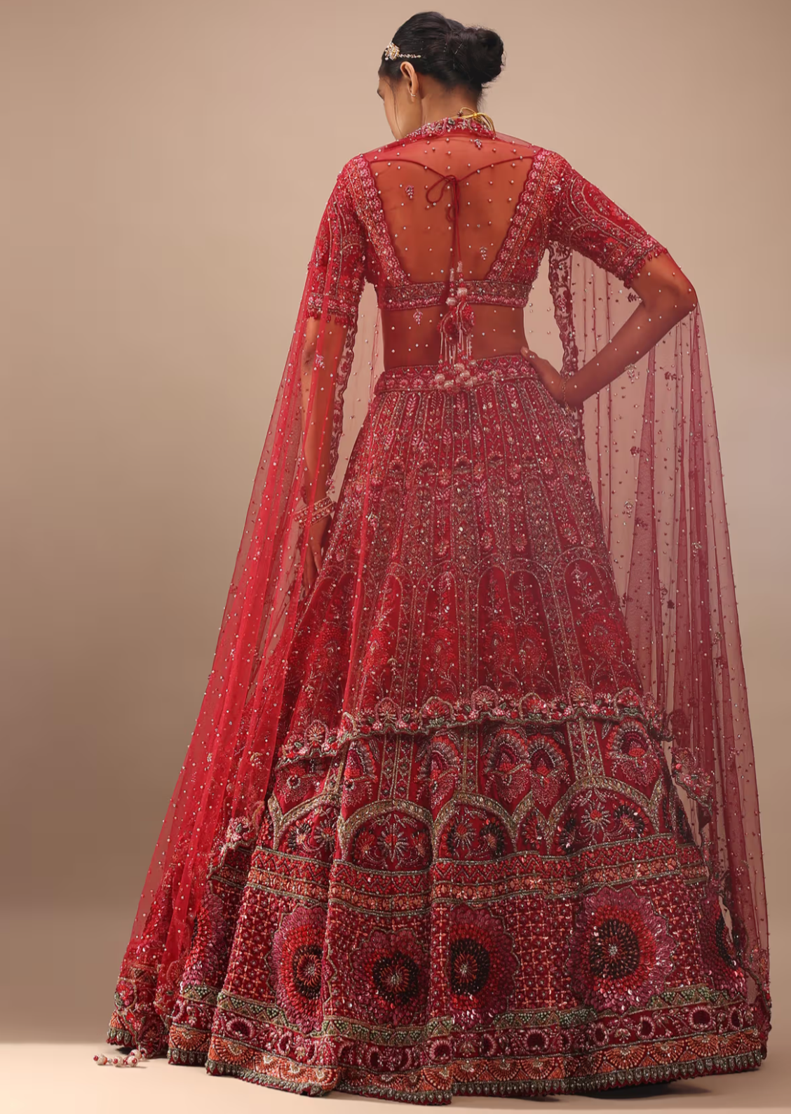 Dark Red Fully Embroidered Lehenga
