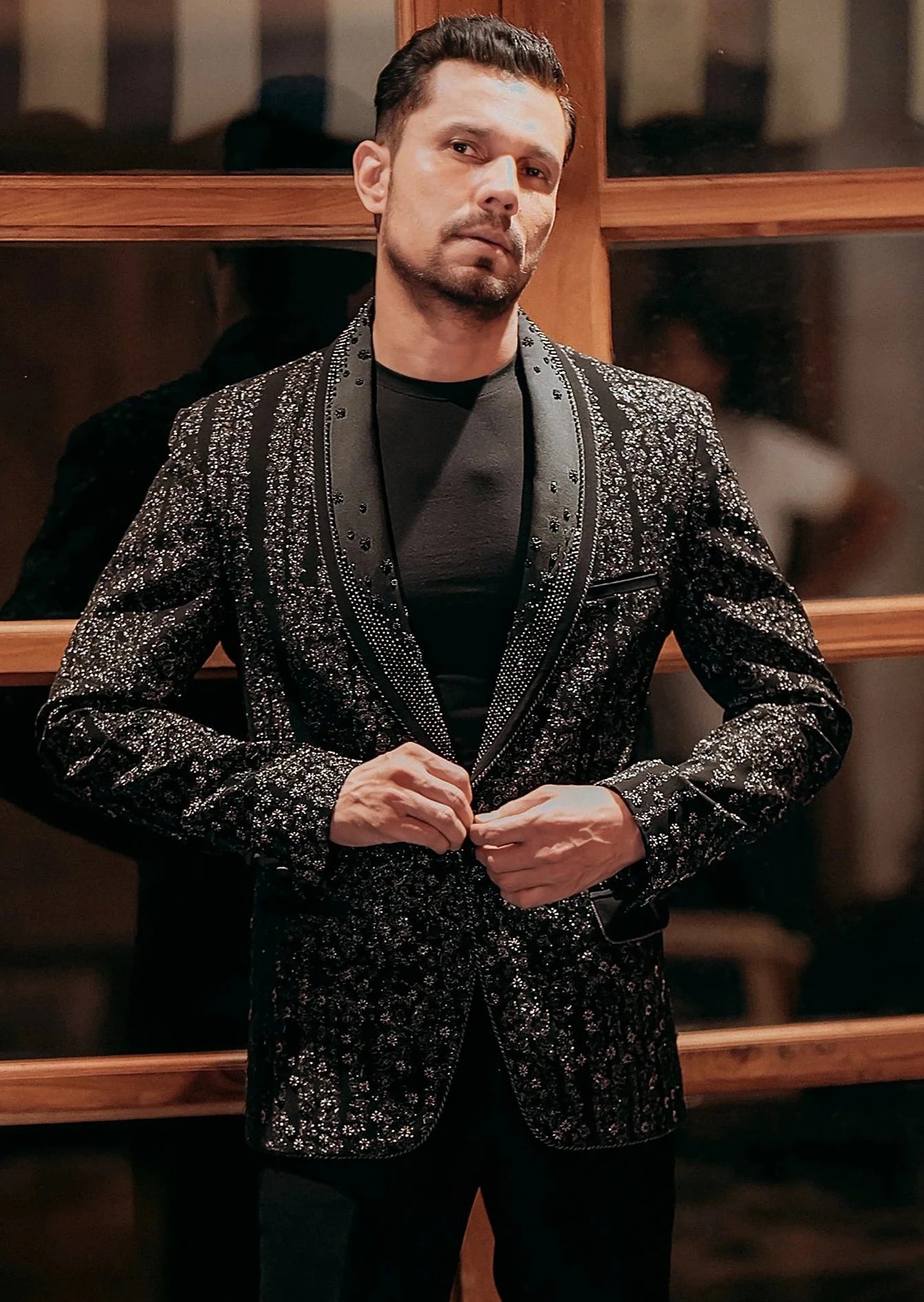 Black Noir Glitch Tuxedo Set