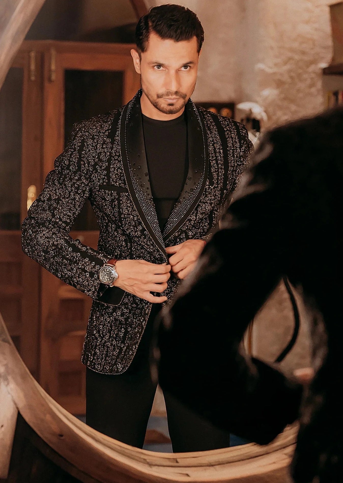 Black Noir Glitch Tuxedo Set