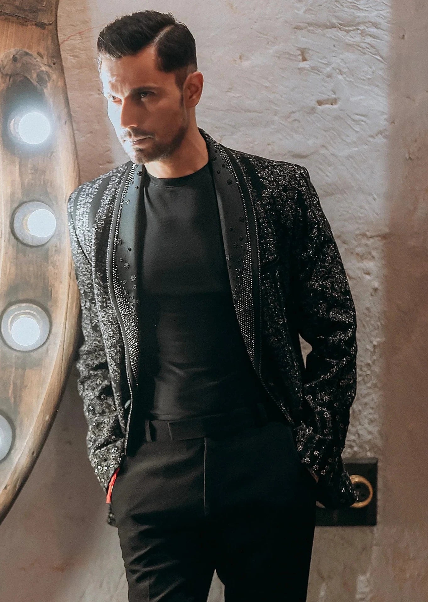Black Noir Glitch Tuxedo Set
