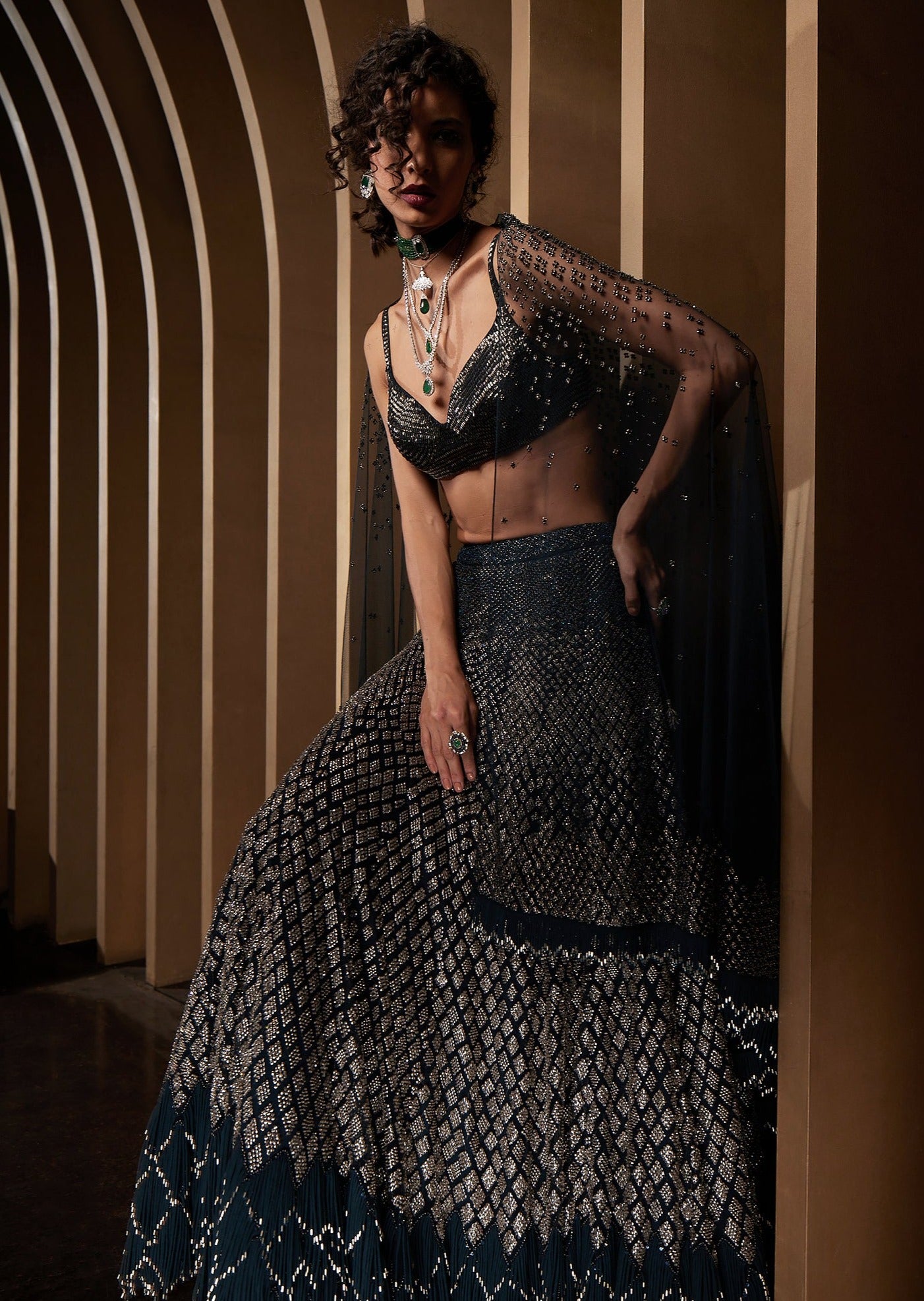 Crest Metallic Lehenga
