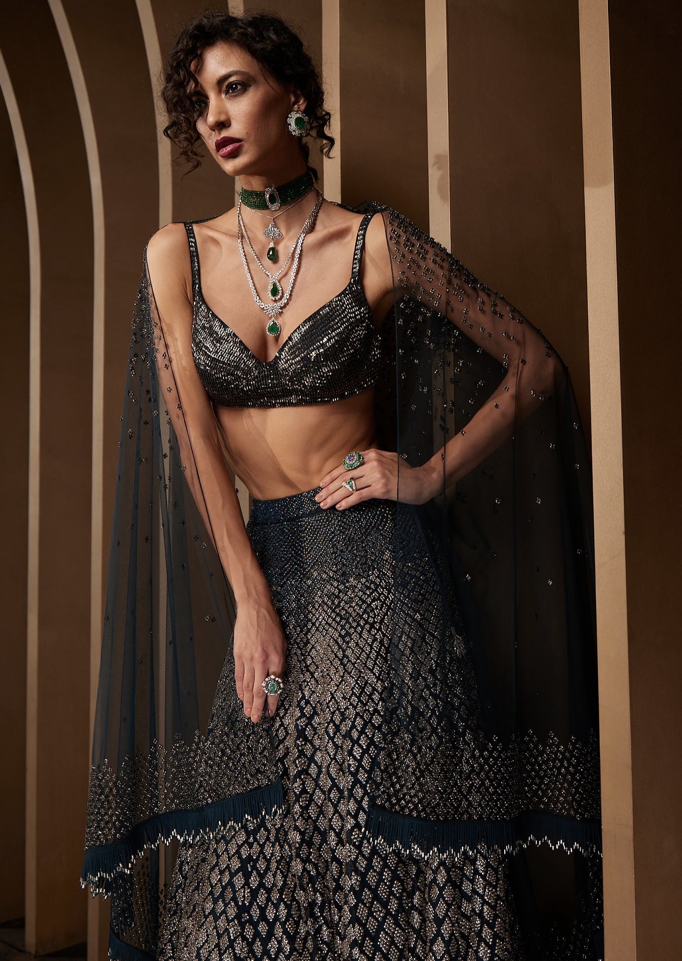 Crest Metallic Lehenga