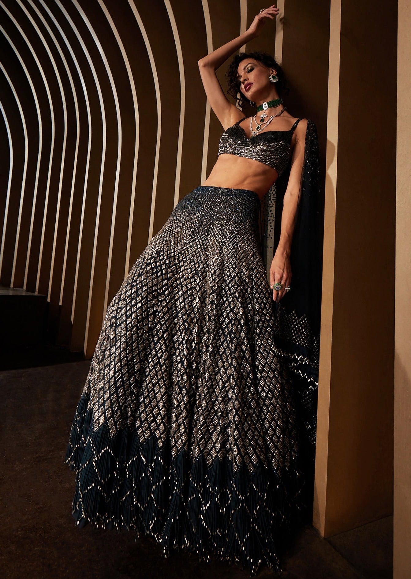 Crest Metallic Lehenga