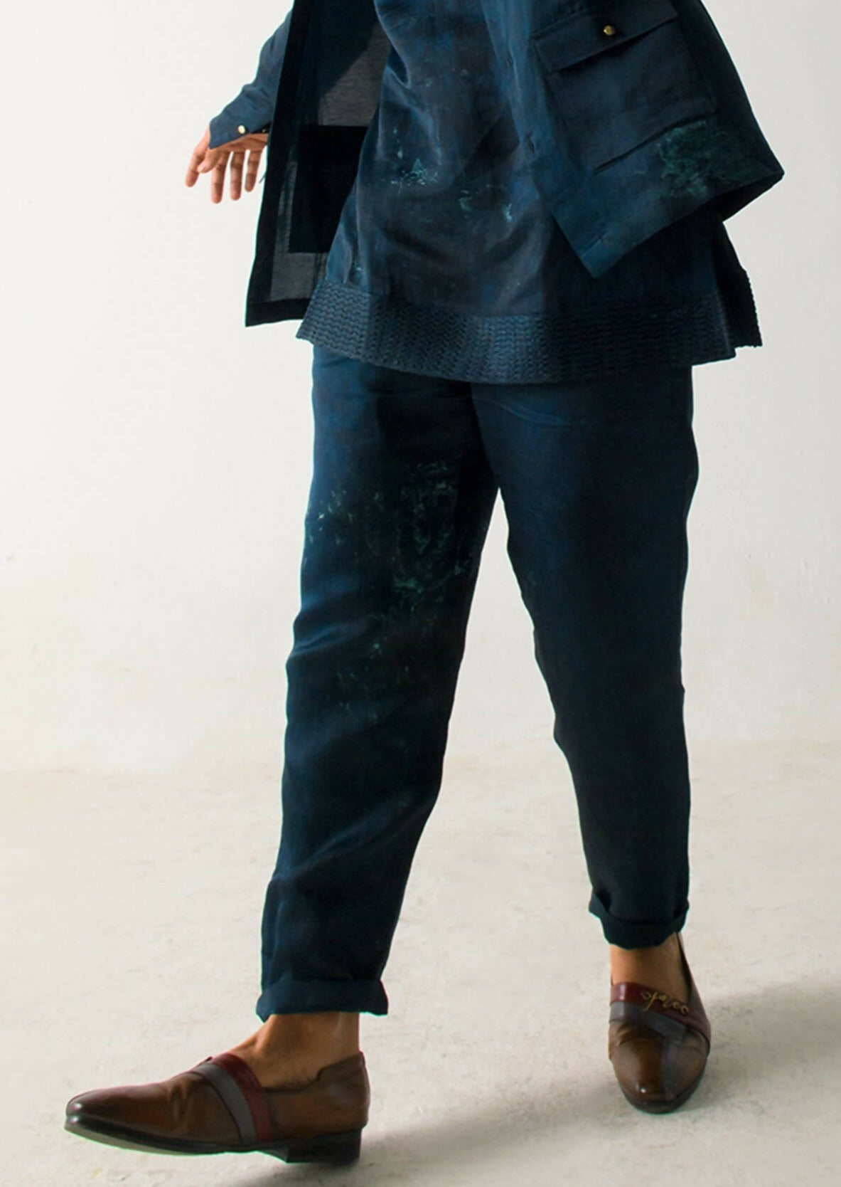 Peacock Green Marble Dye Trousers