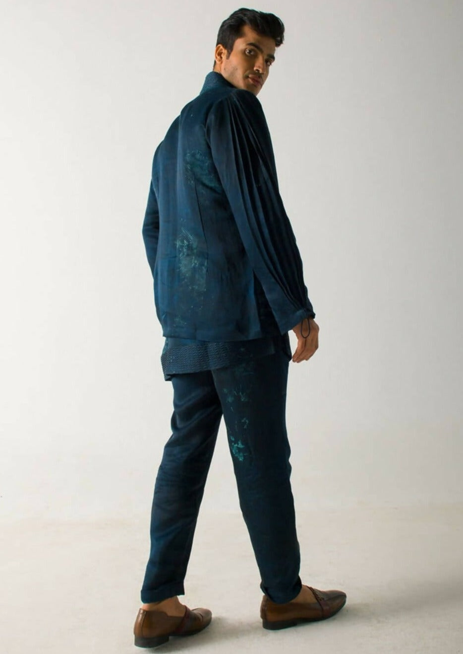 Peacock Green Marble Dye Trousers