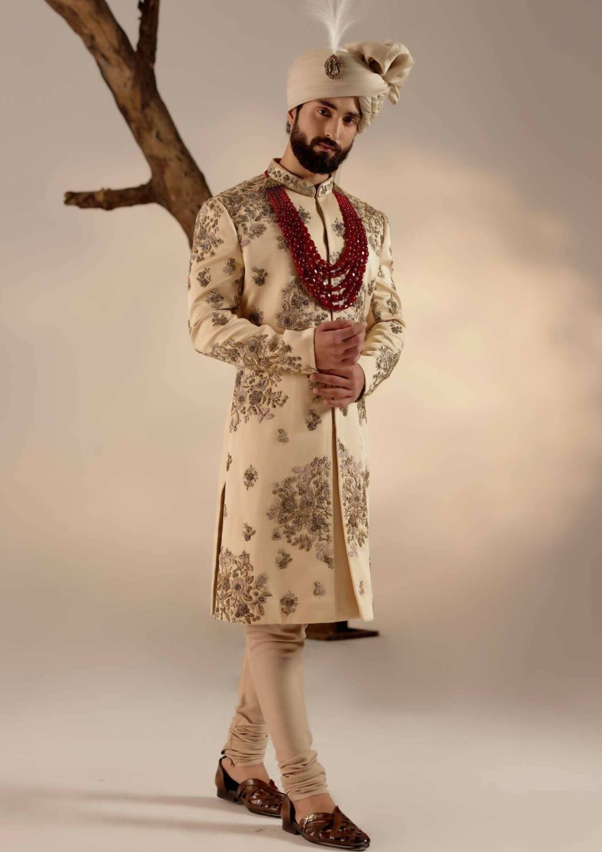 Frosted Almond Sherwani Set