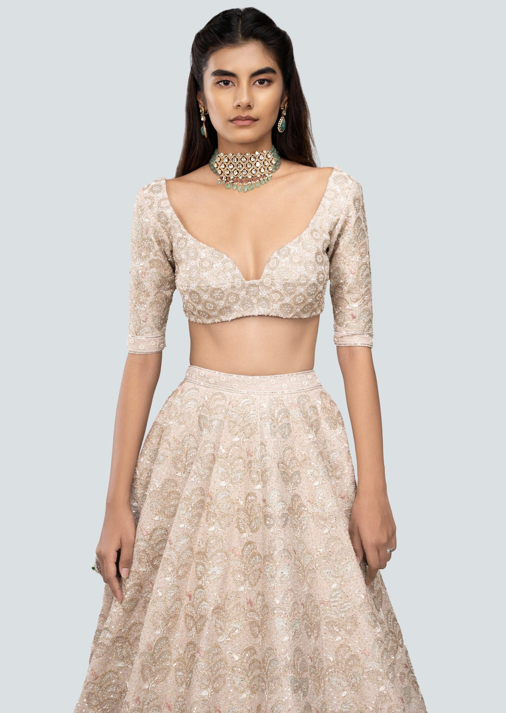 Tara Beige Lehenga Set