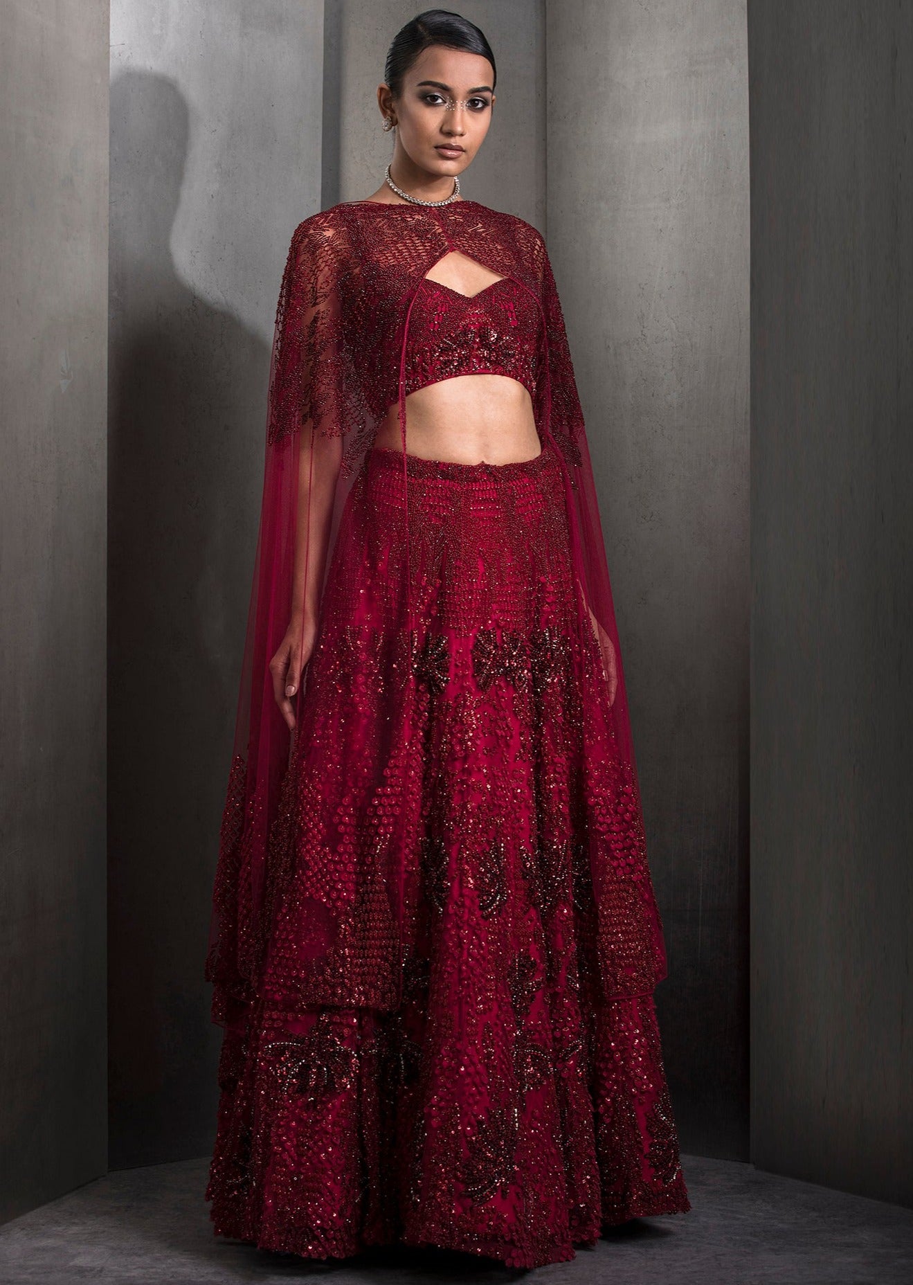 Sylvan French Red Lehenga Set