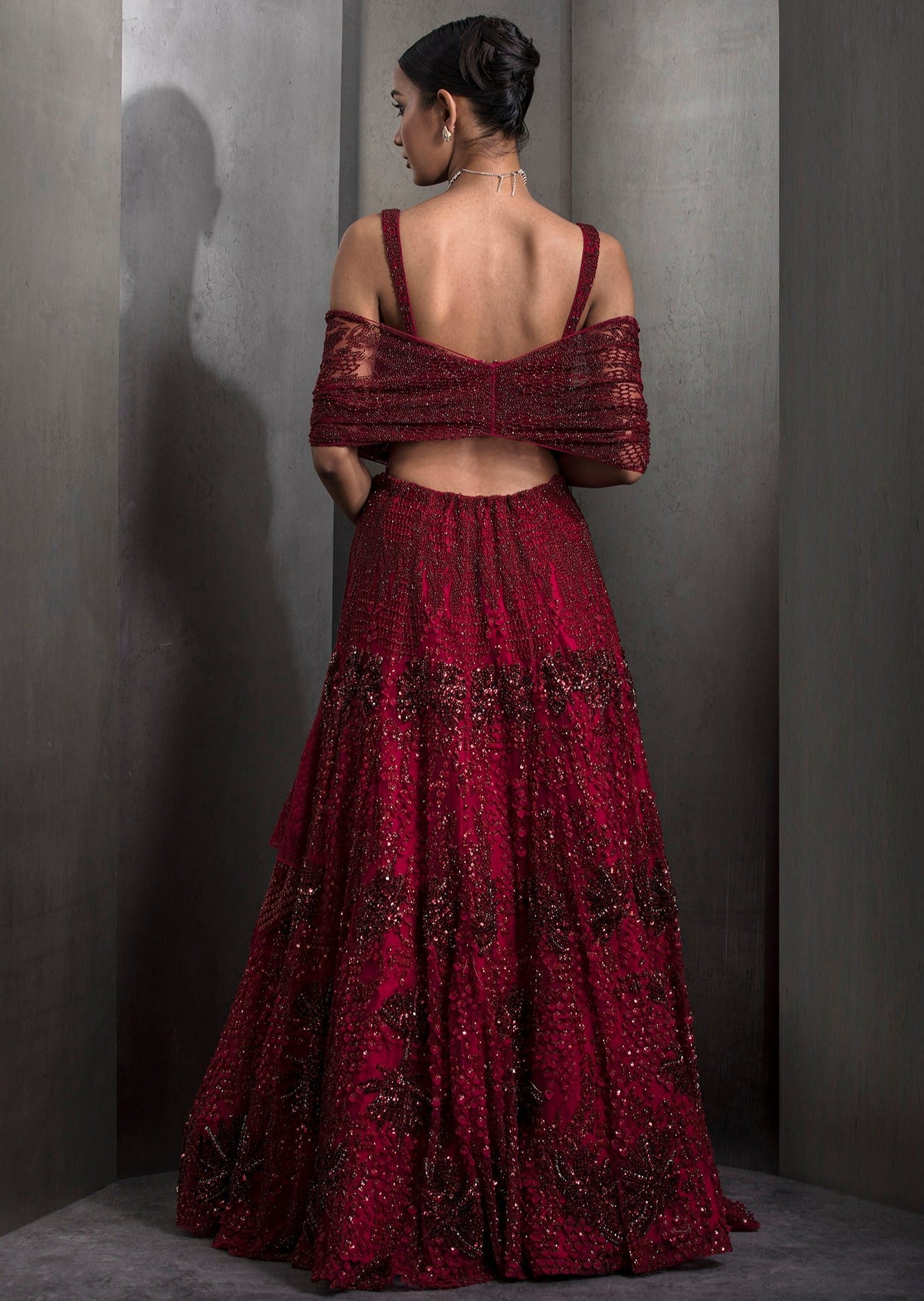 Sylvan French Red Lehenga Set