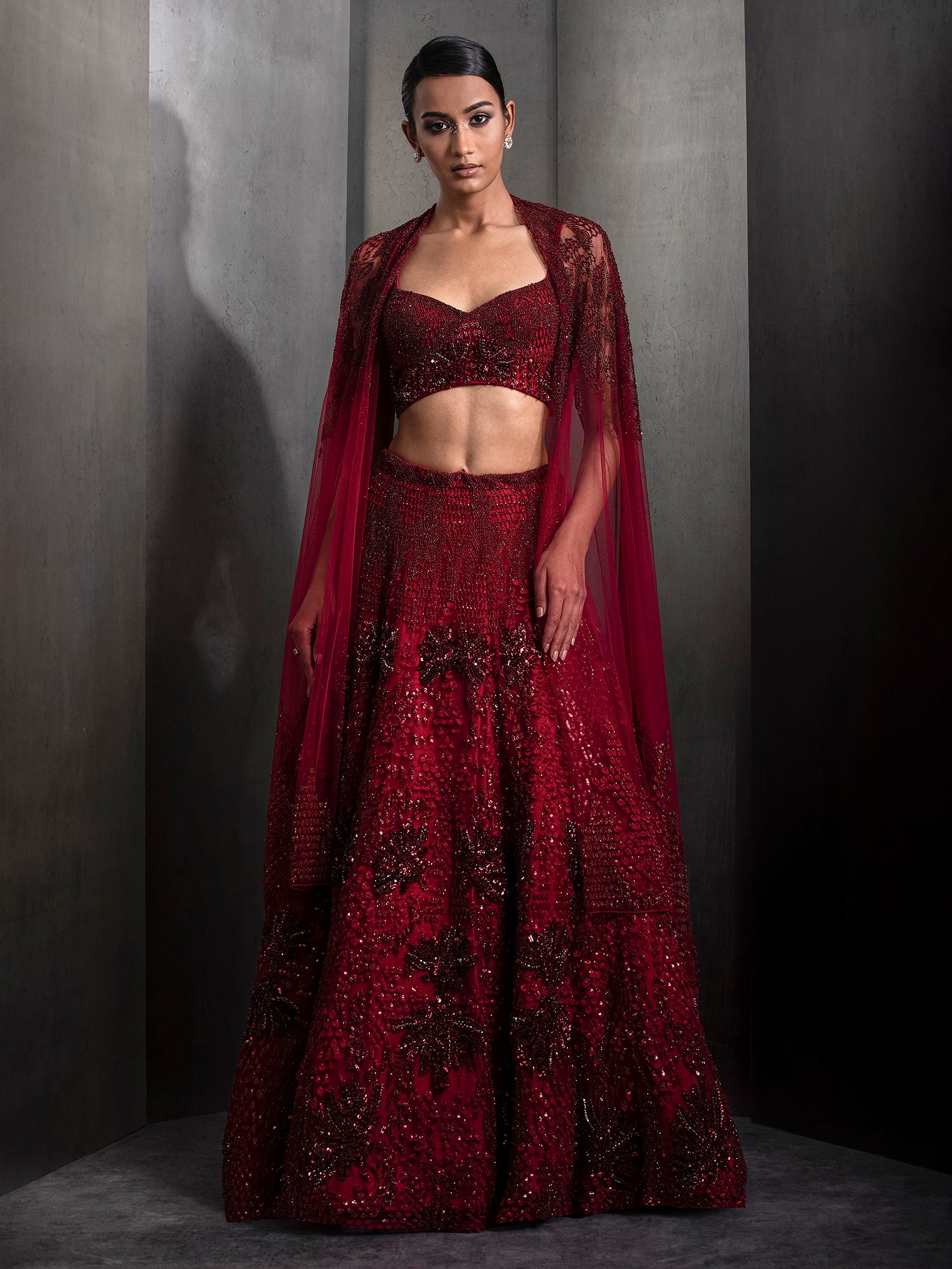 Sylvan French Red Lehenga Set
