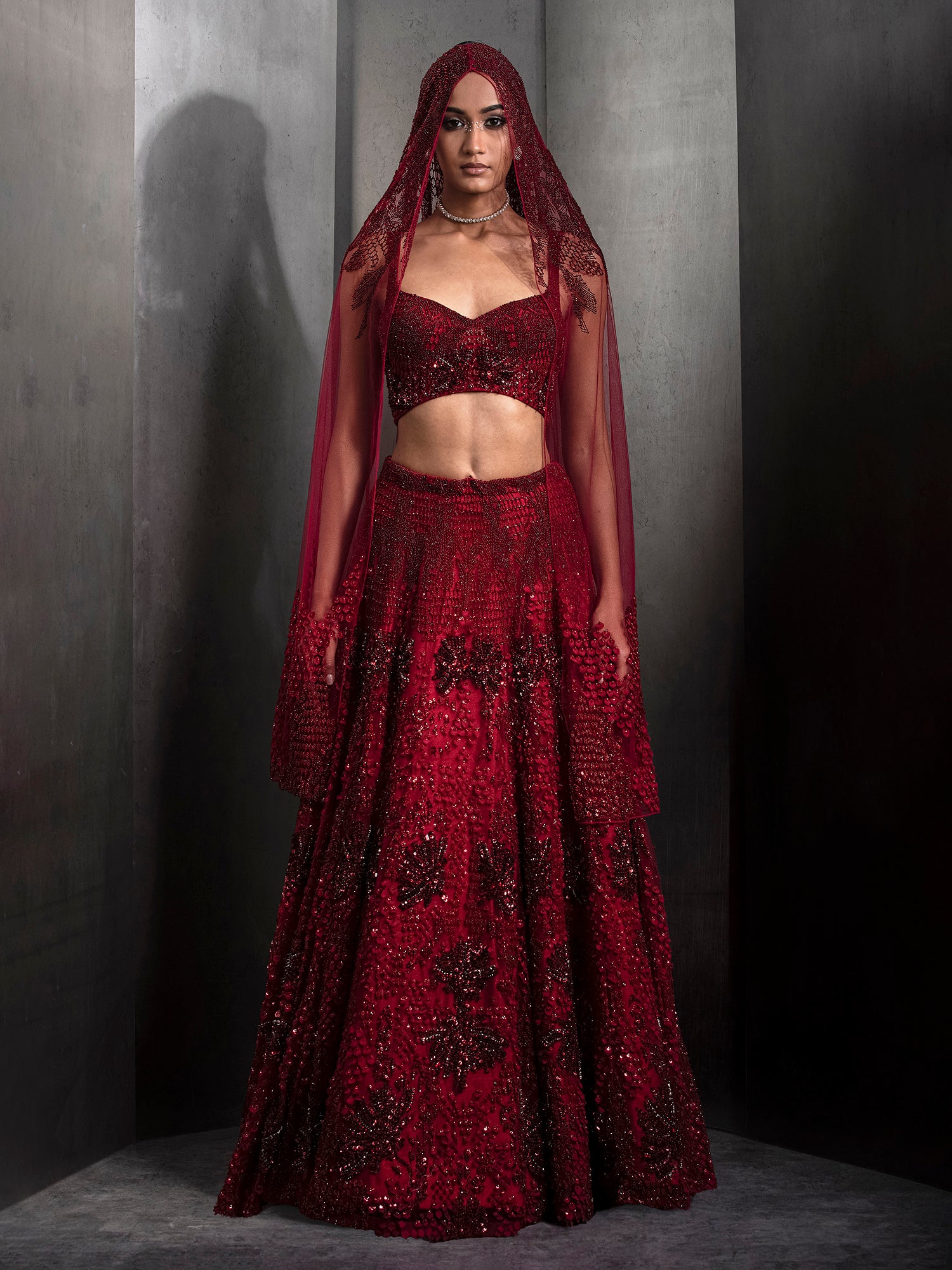 Sylvan French Red Lehenga Set