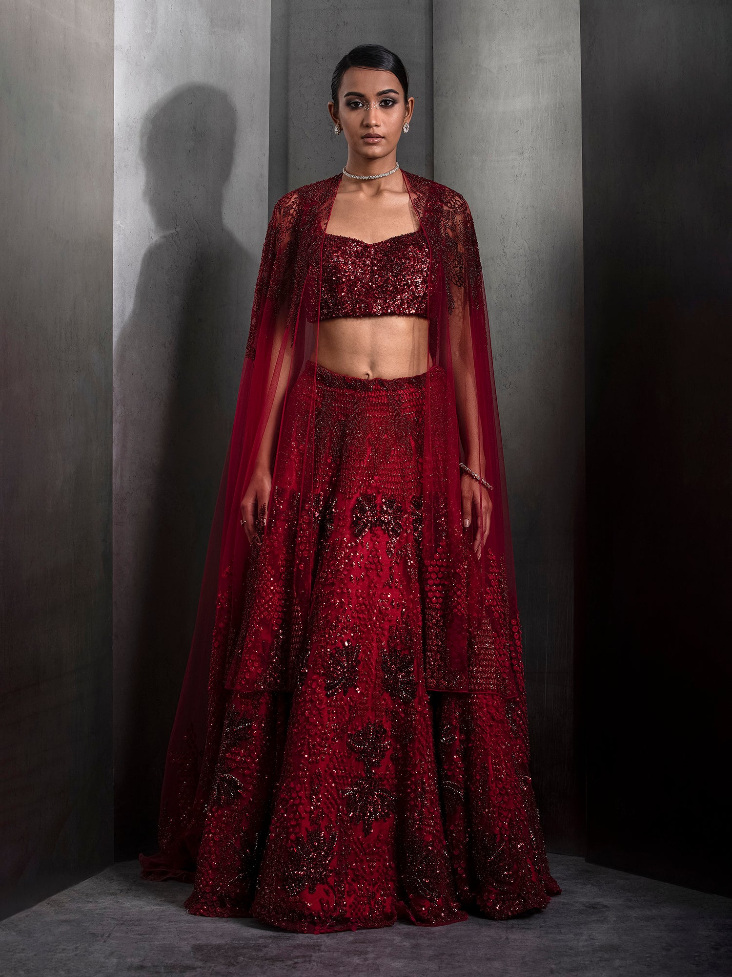 Sylvan French Red Lehenga Set