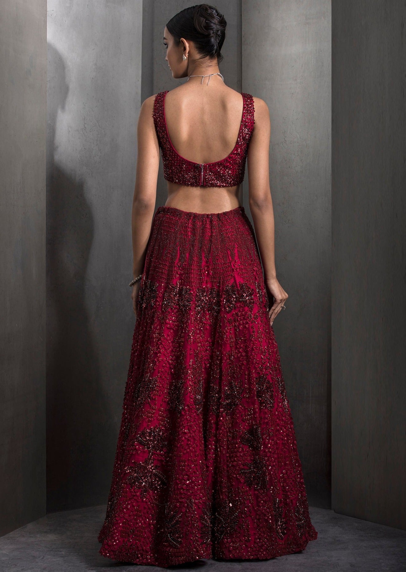 Sylvan French Red Lehenga Set