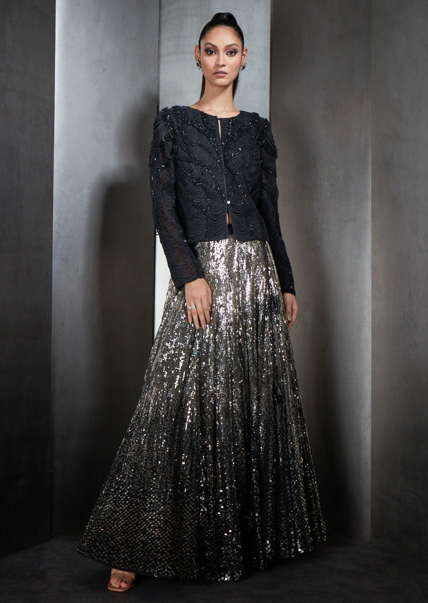 Heavily Embellished Ombre Sequin Lehenga