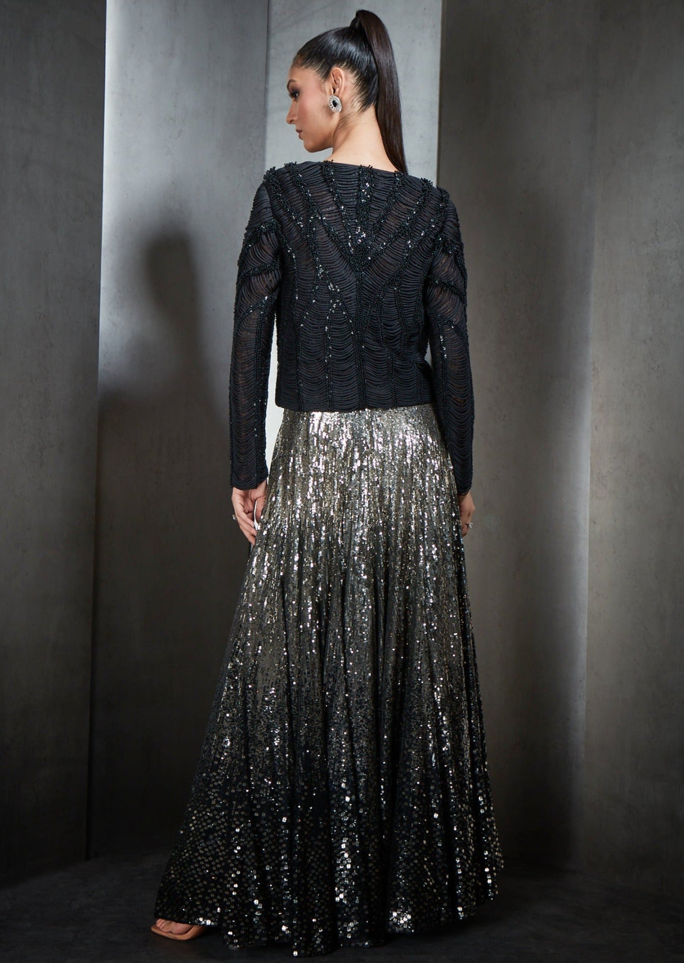 Heavily Embellished Ombre Sequin Lehenga