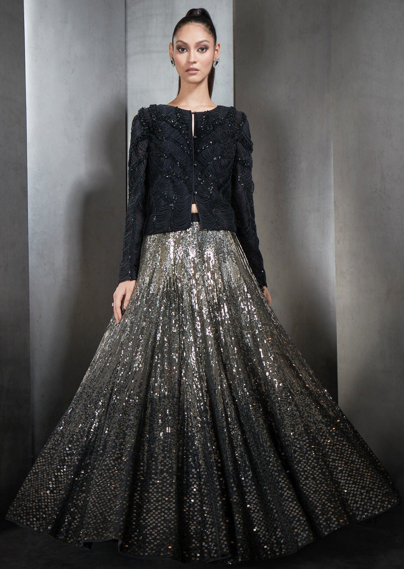 Heavily Embellished Ombre Sequin Lehenga
