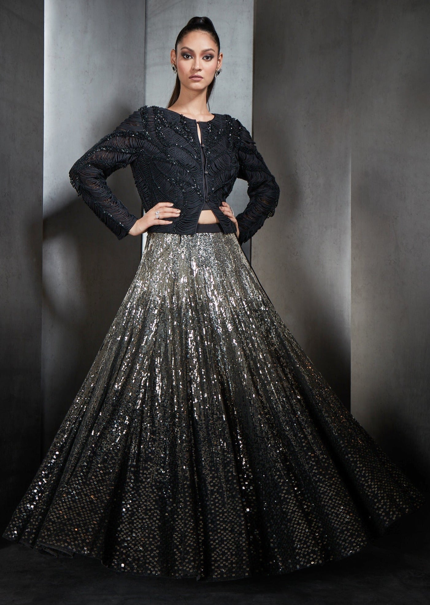 Heavily Embellished Ombre Sequin Lehenga