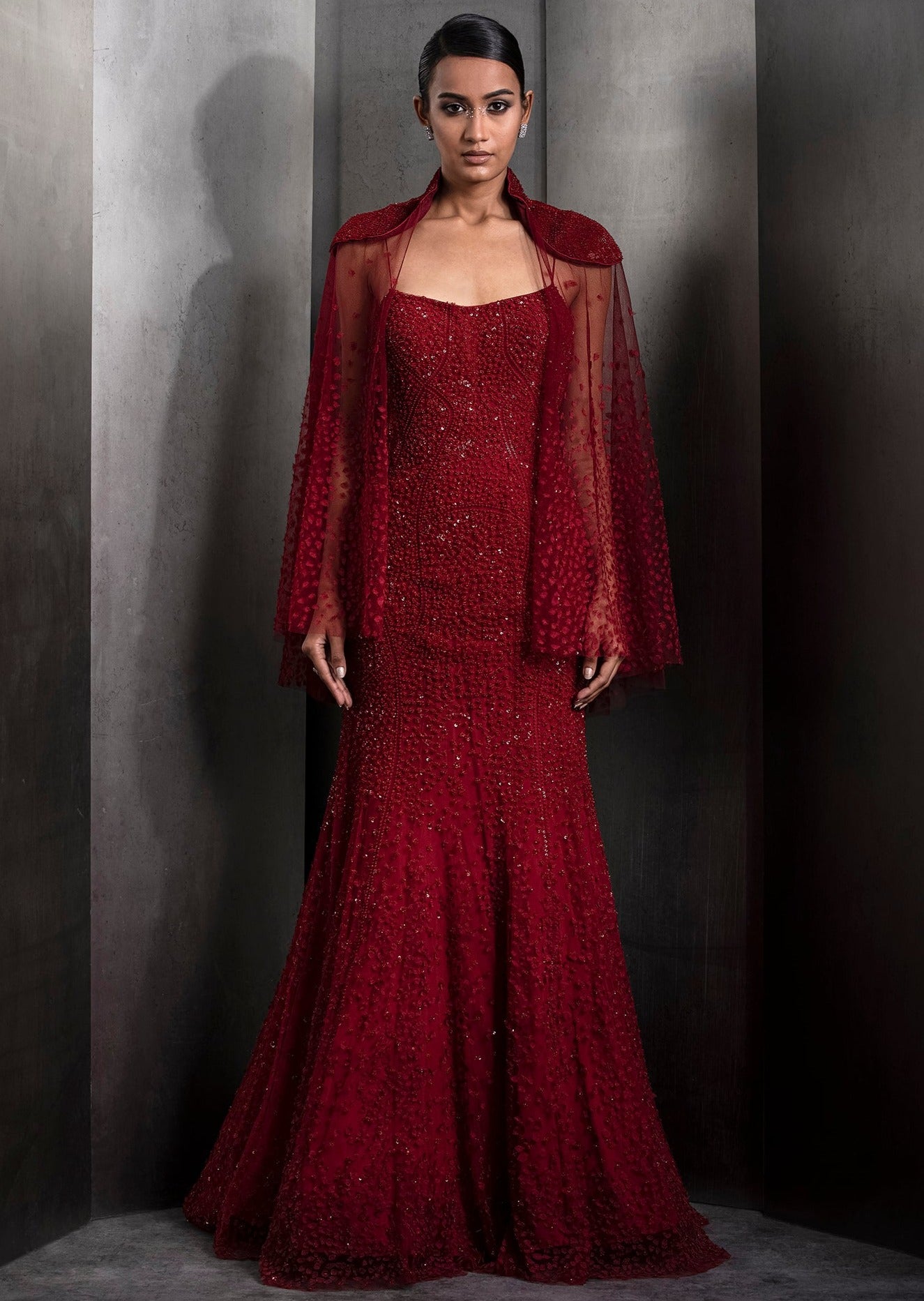 Starry Glitch Gown with Cape