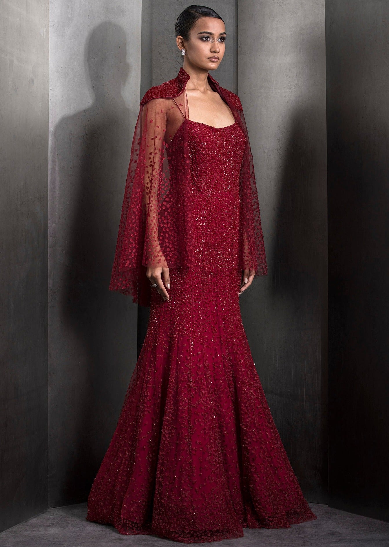 Starry Glitch Gown with Cape