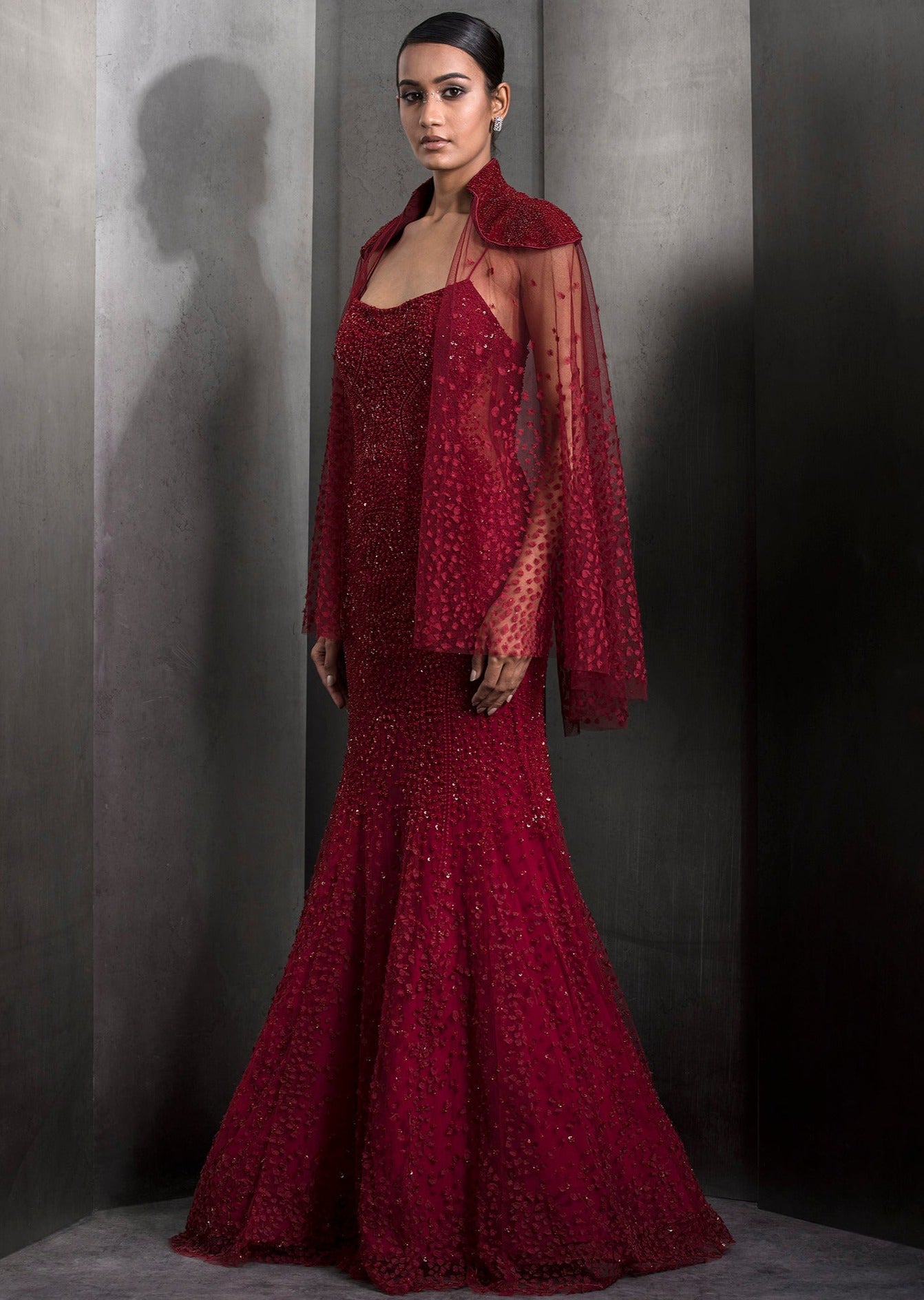 Starry Glitch Gown with Cape