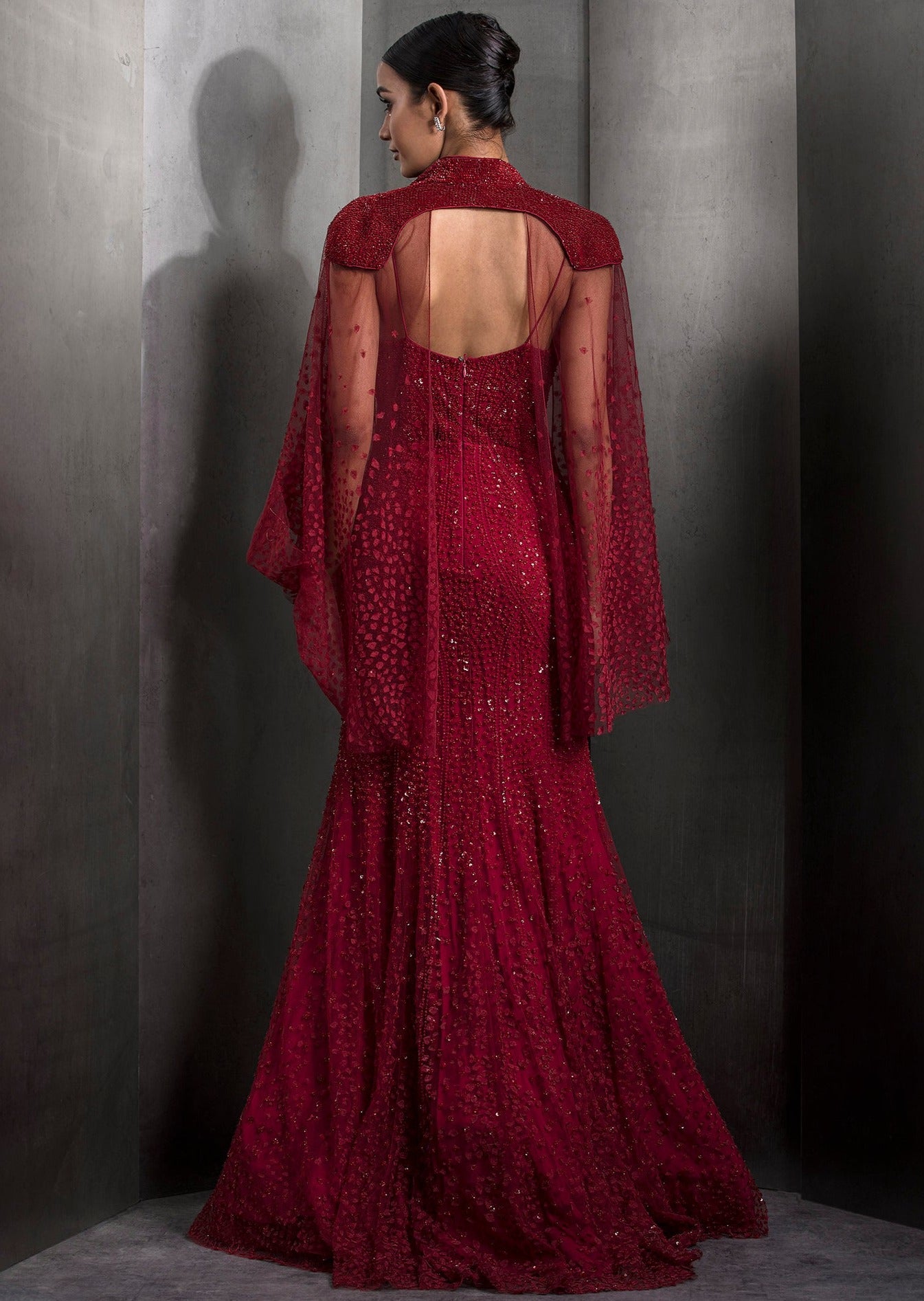 Starry Glitch Gown with Cape