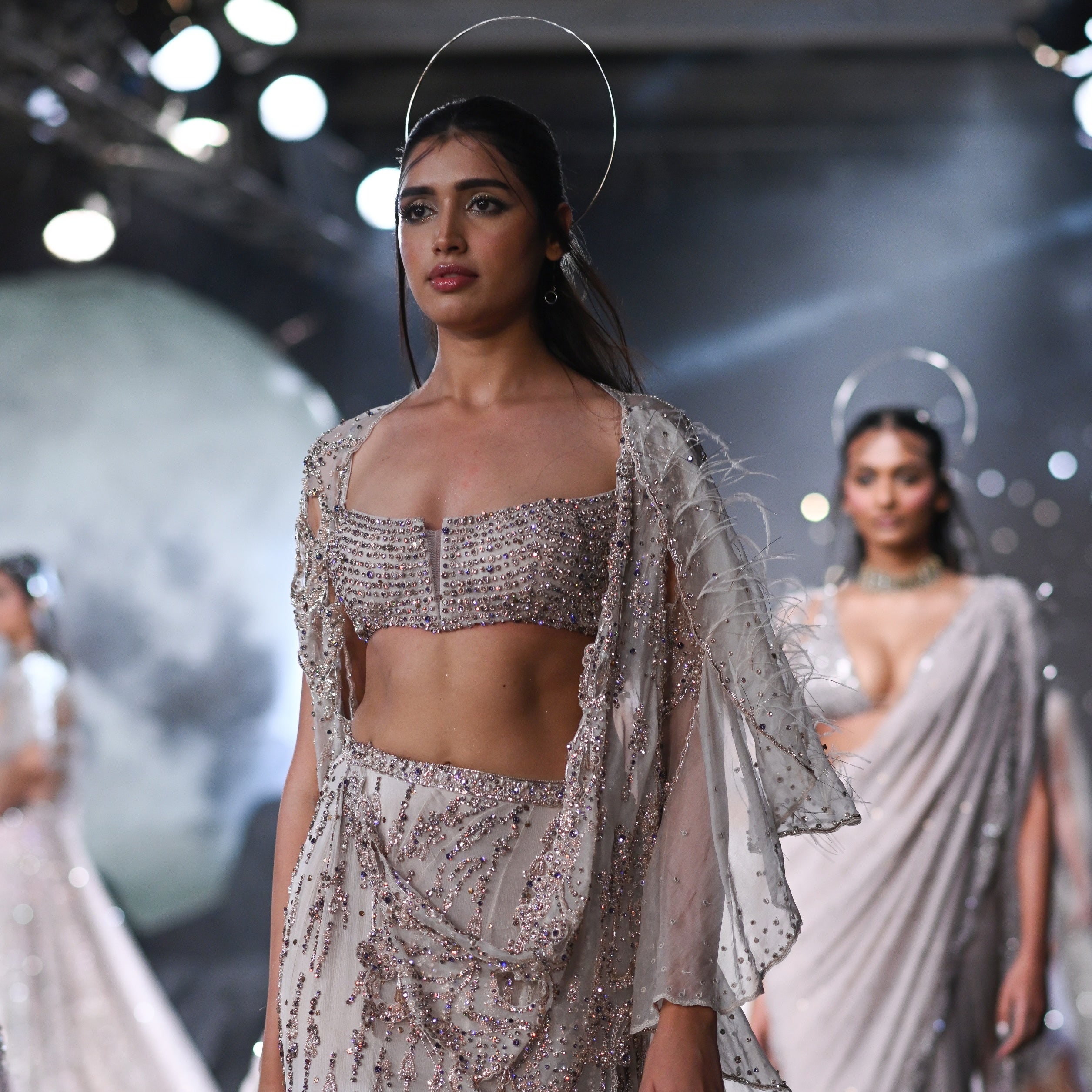 Cynthia Chiffon Crystal Draped Skirt Sari