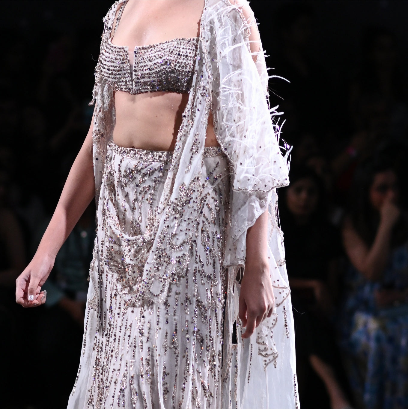 Cynthia Chiffon Crystal Draped Skirt Sari