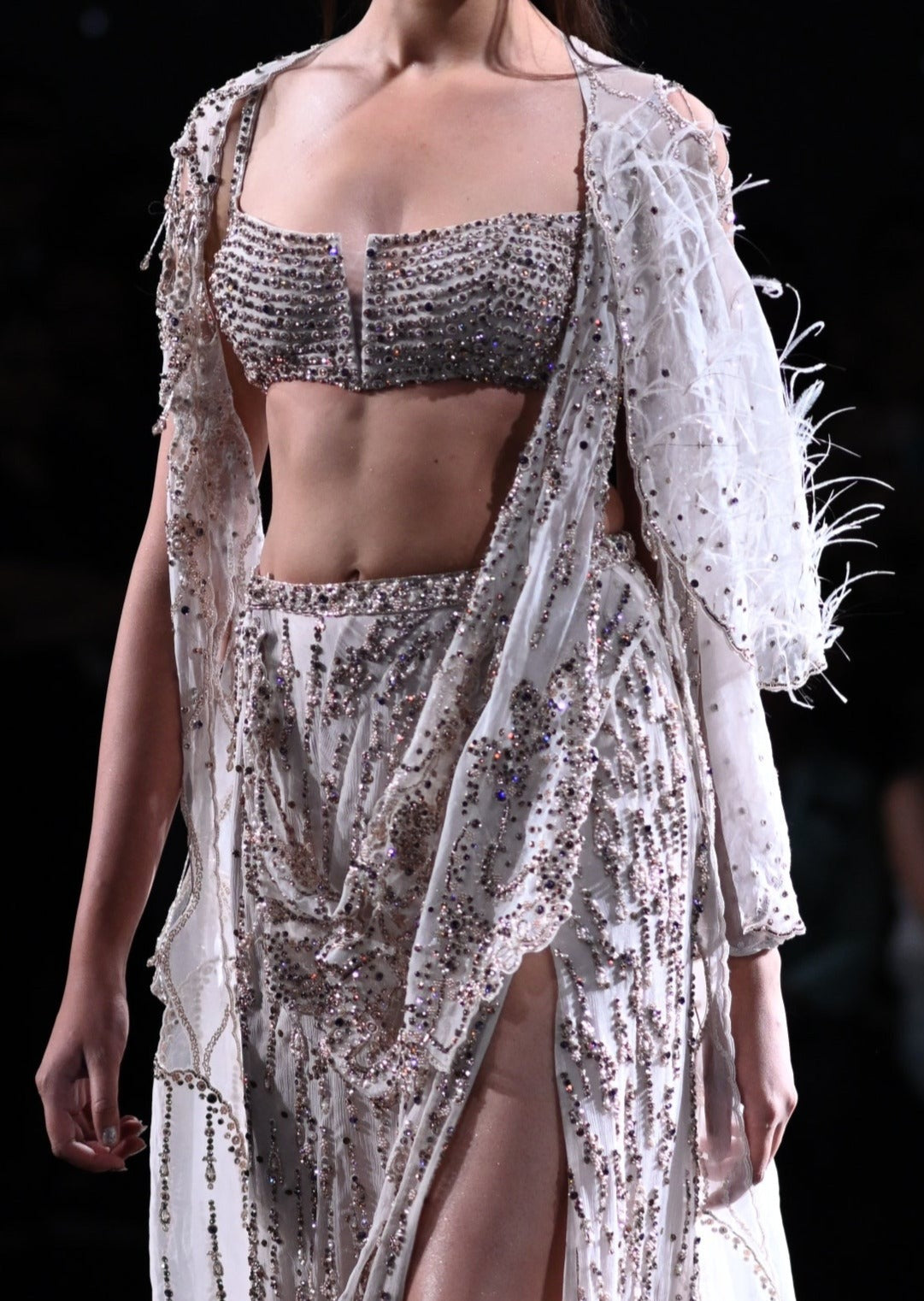 Cynthia Chiffon Crystal Draped Skirt Sari