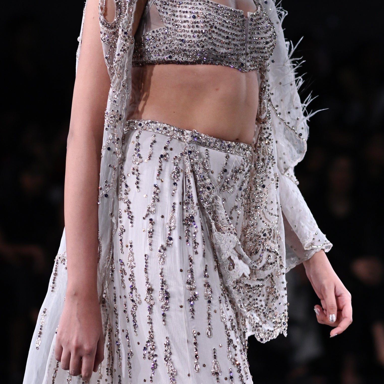 Cynthia Chiffon Crystal Draped Skirt Sari