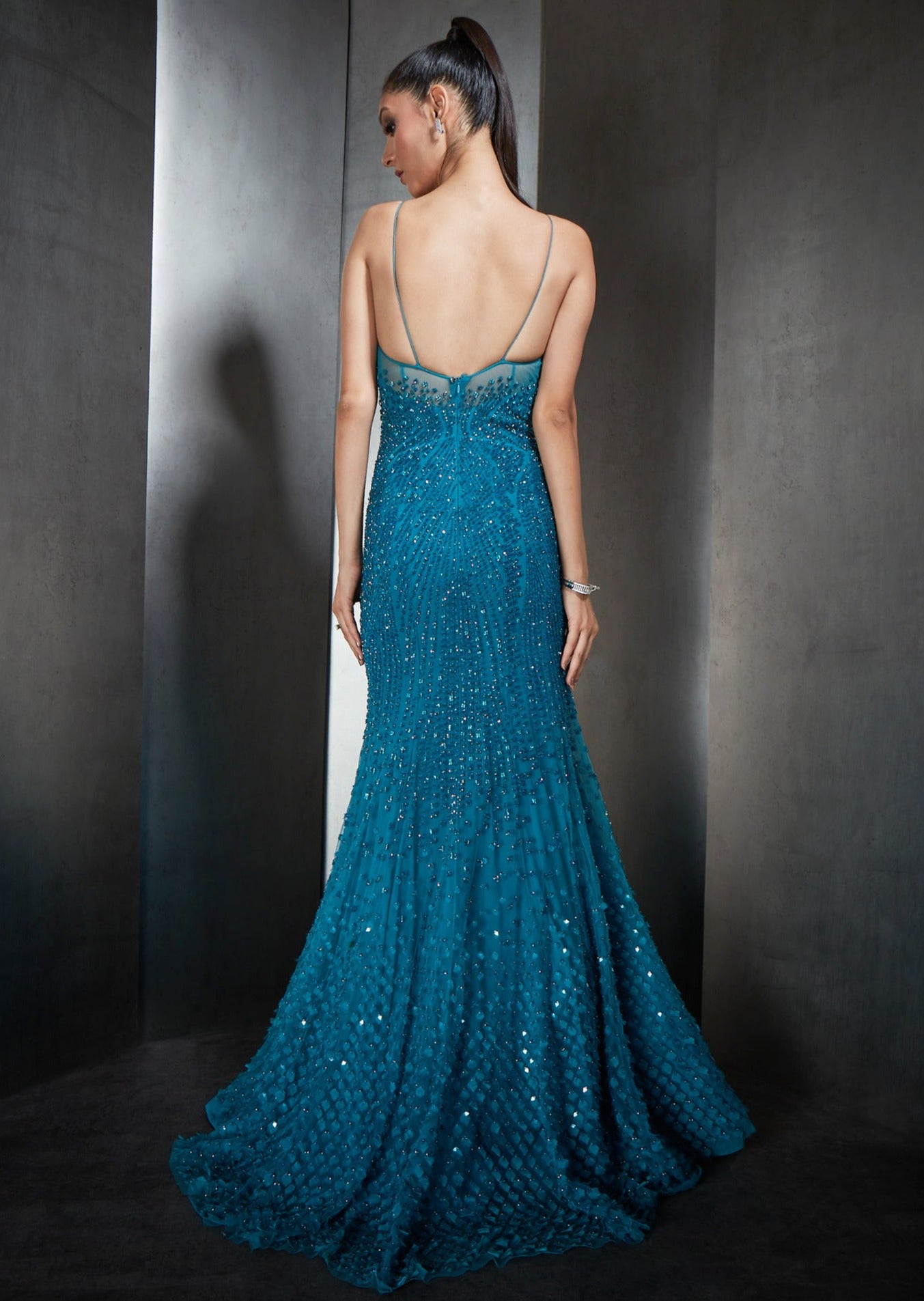 Heavily Embellished Fish Cut Gown