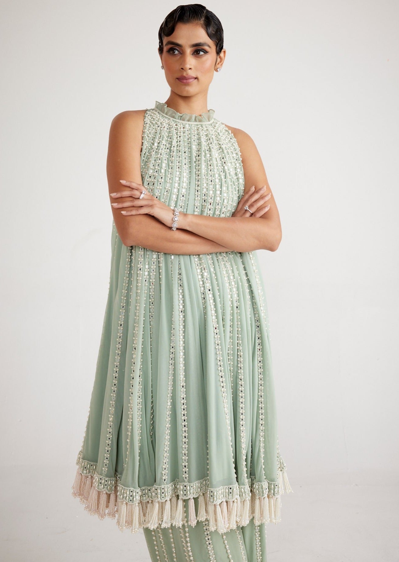 Powder Mint Green Chandelier Drop Kurta Set