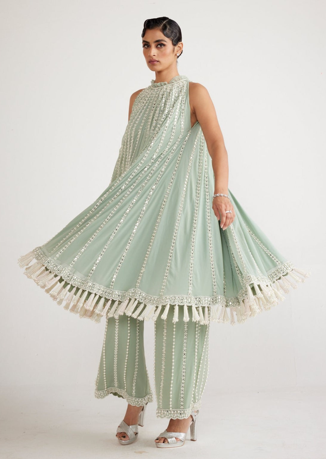Powder Mint Green Chandelier Drop Kurta Set