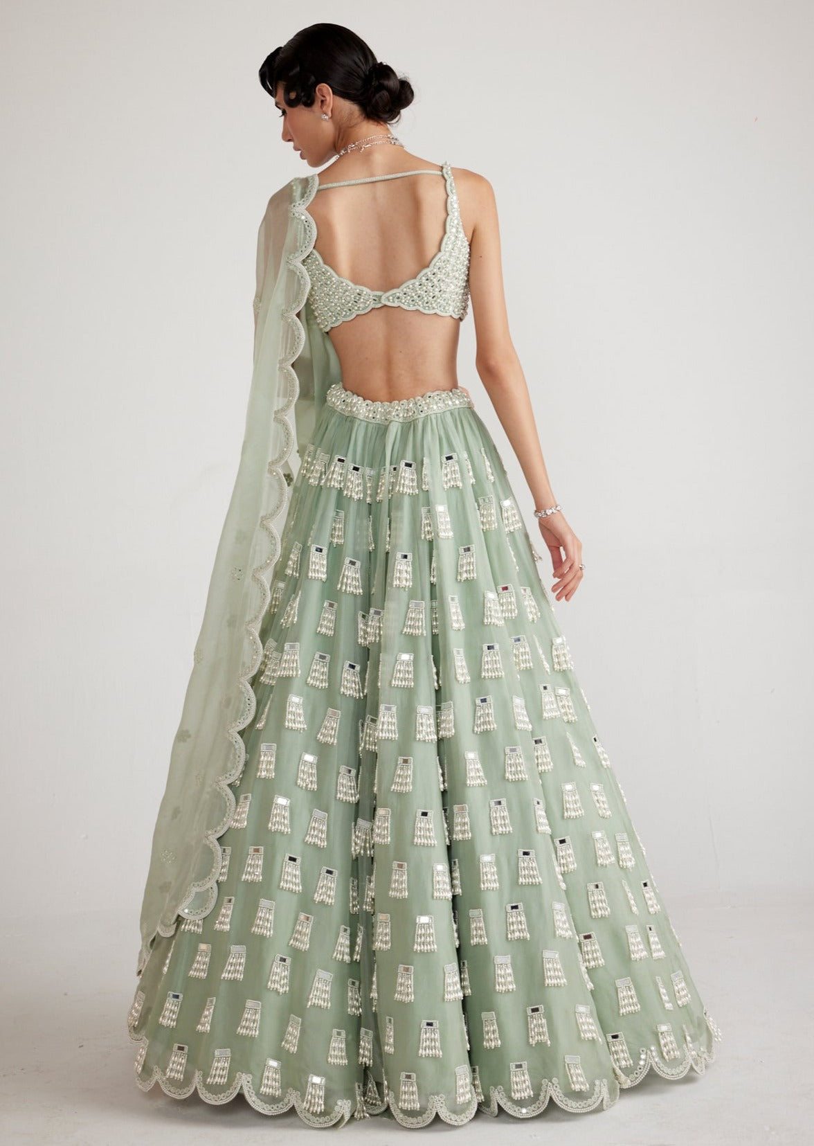 Powder Mint Green Chandelier Drop Lehenga Set