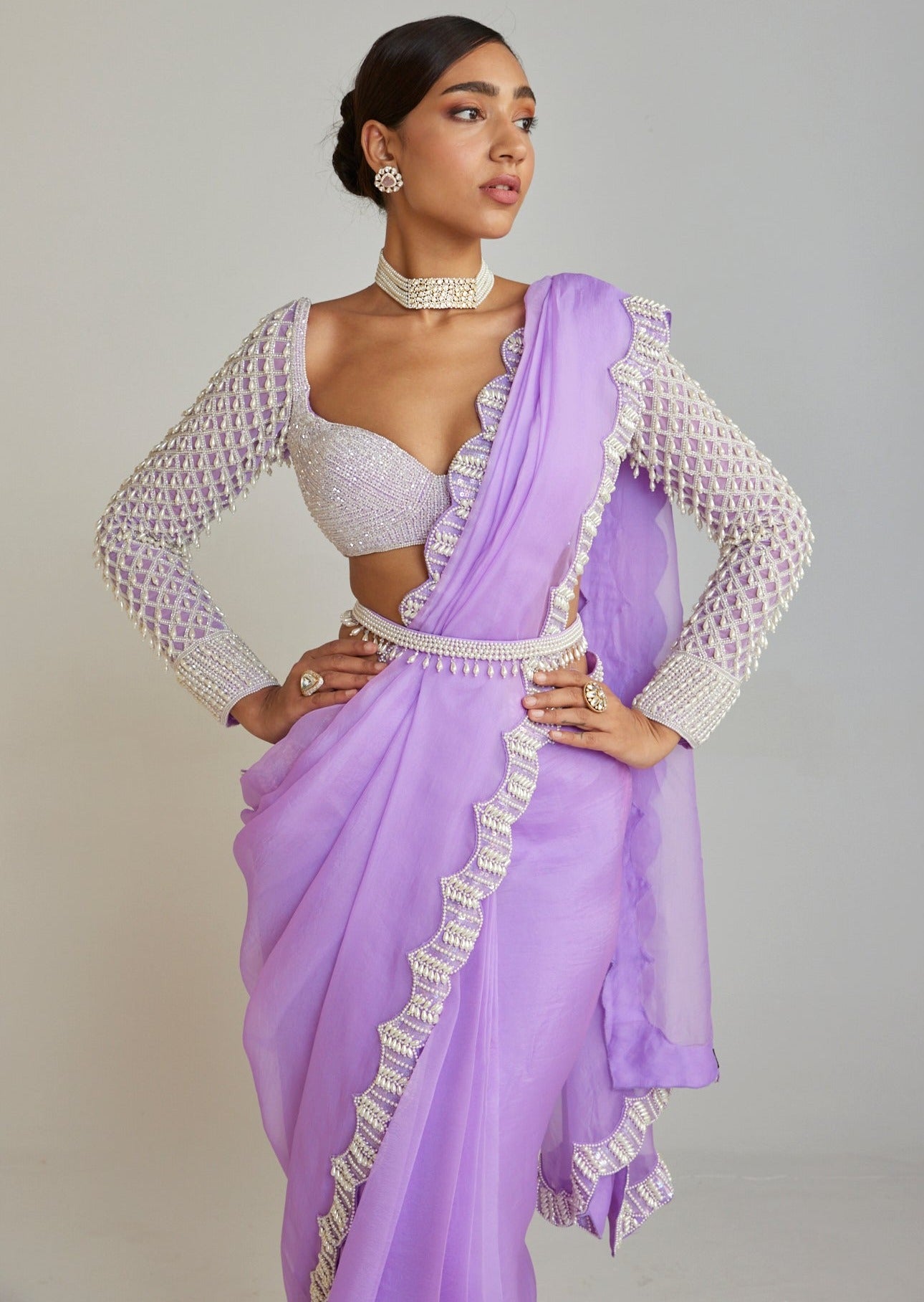 Lilac Saree Set