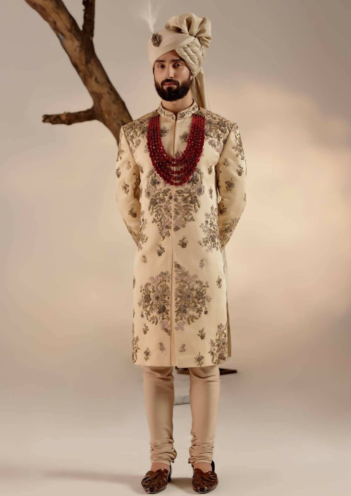Frosted Almond Sherwani Set