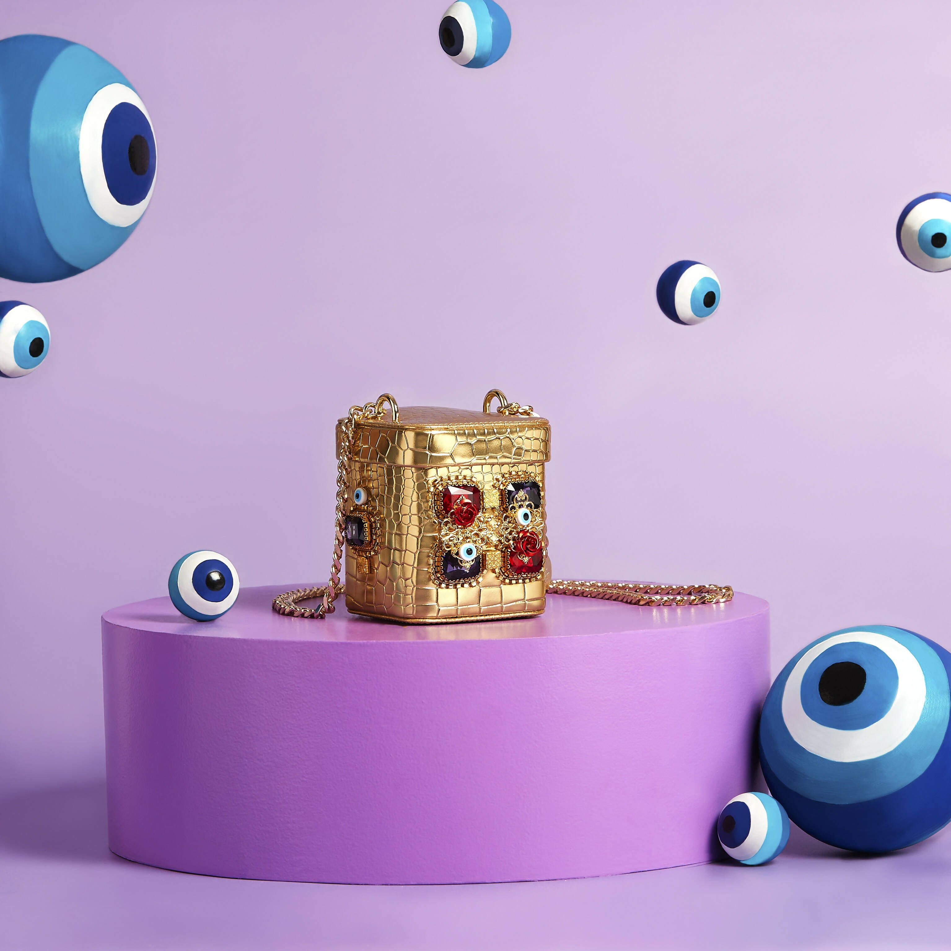 Gold Bejeweled Camera Bag