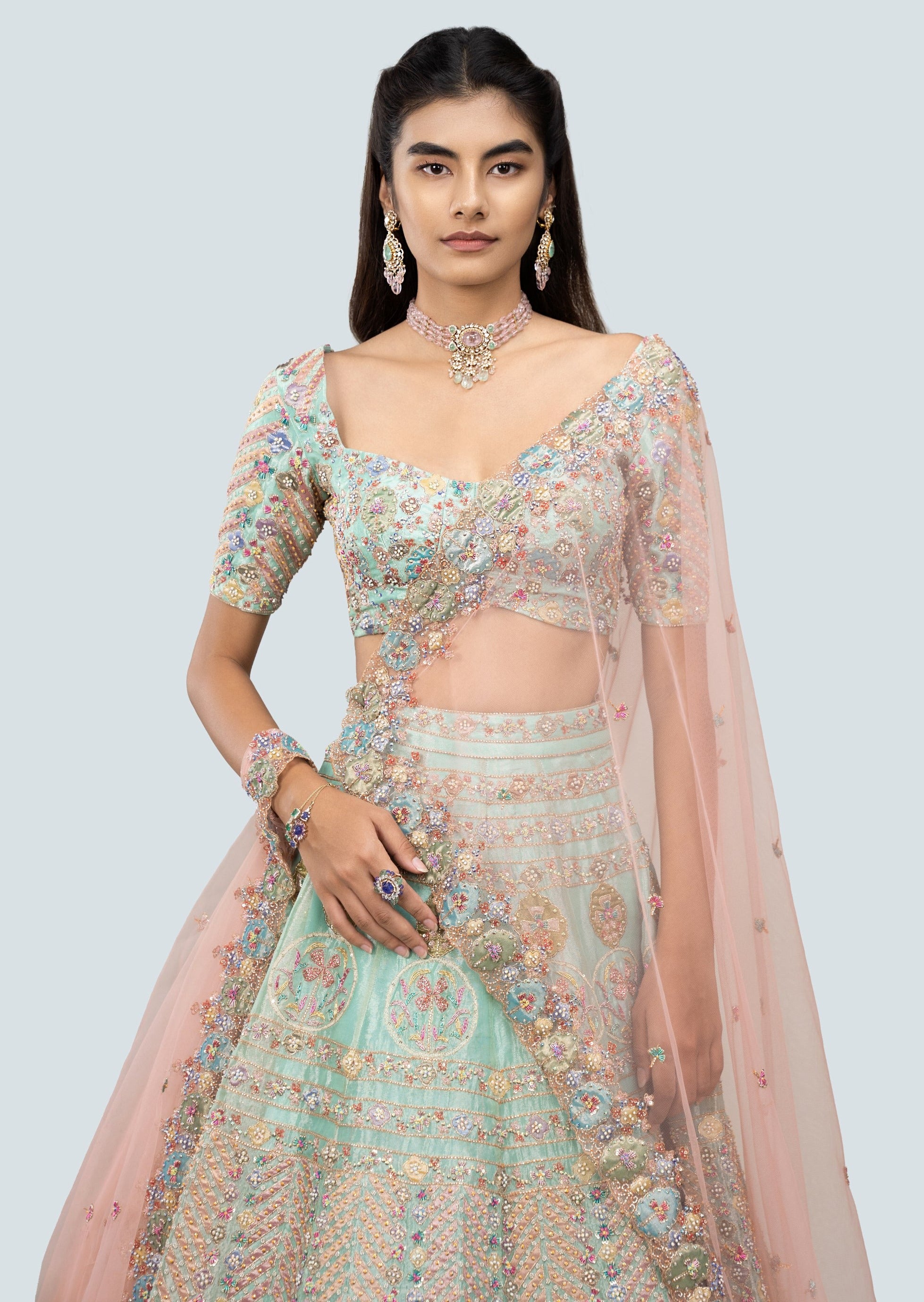 Banou Blue Lehenga Set
