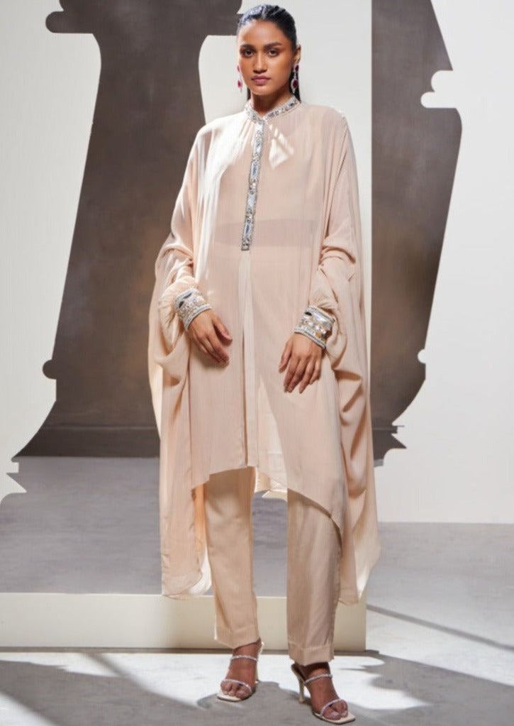 Beige Laurel Cape Pant Set