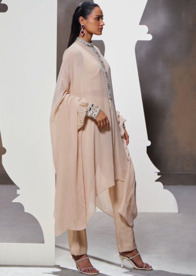Beige Laurel Cape Pant Set