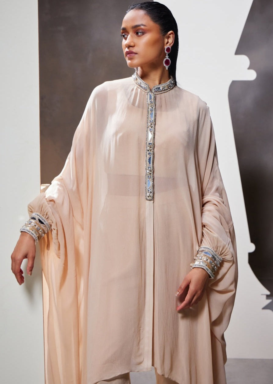 Beige Laurel Cape Pant Set