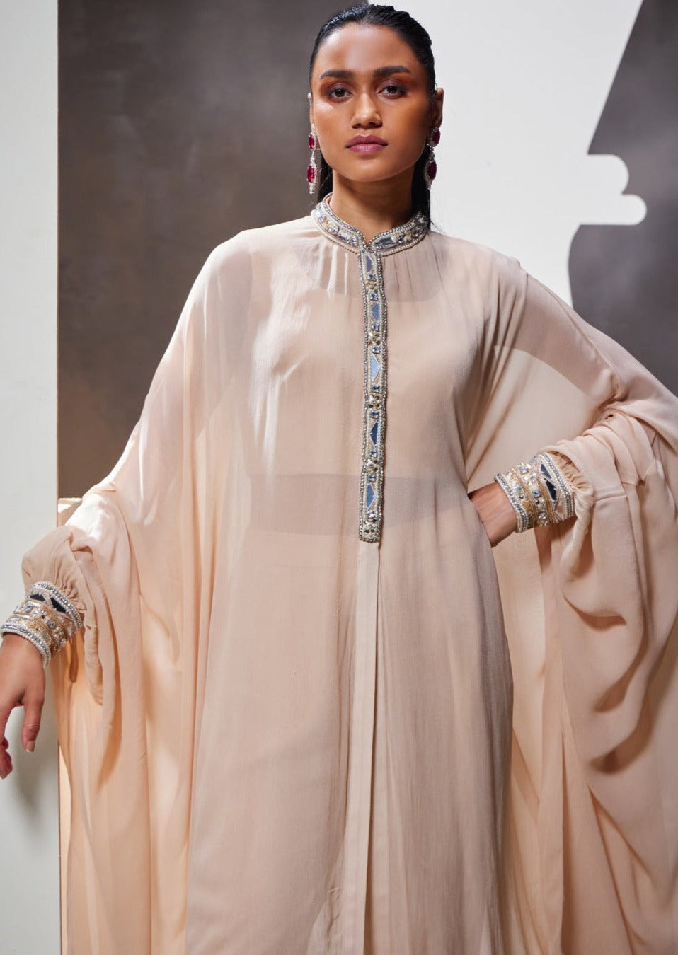 Beige Laurel Cape Pant Set