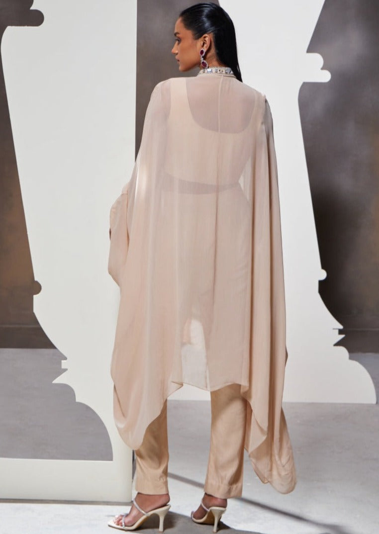 Beige Laurel Cape Pant Set