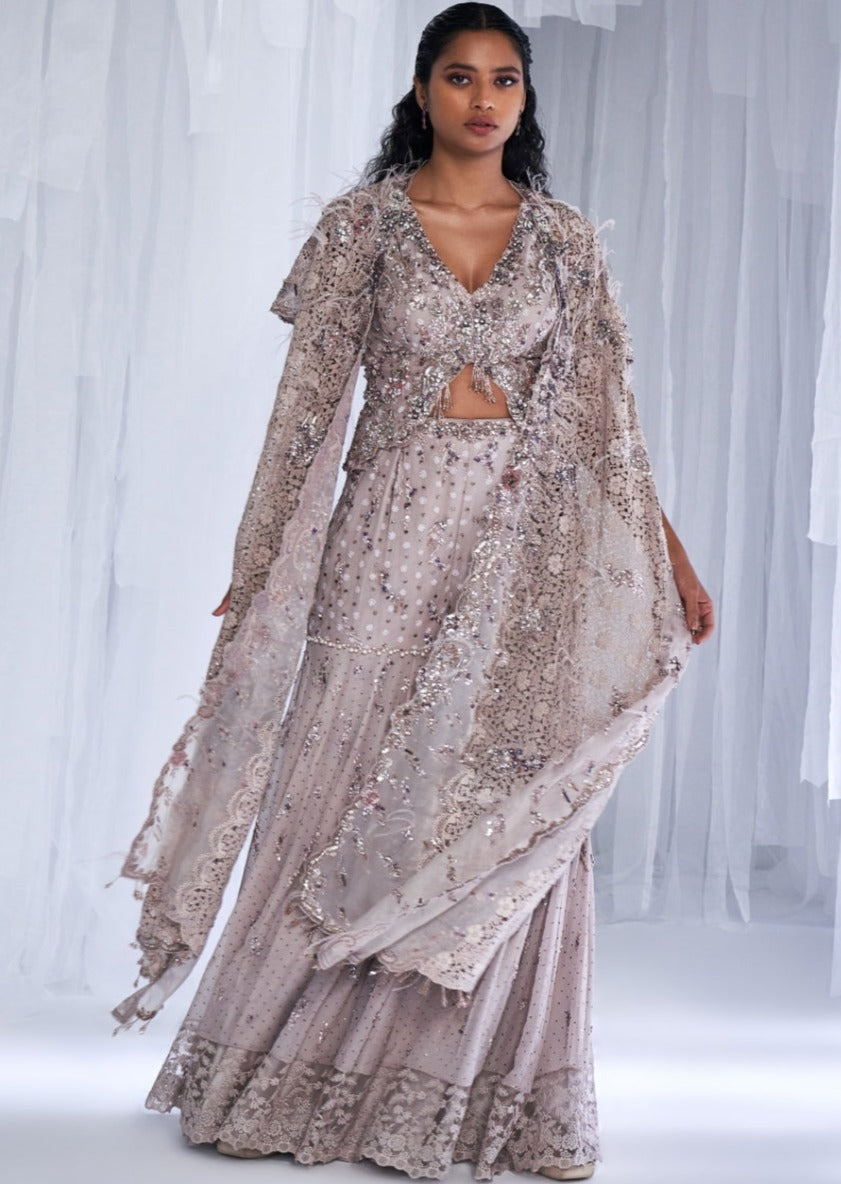 Ice Foam Chiffon Sharara Set