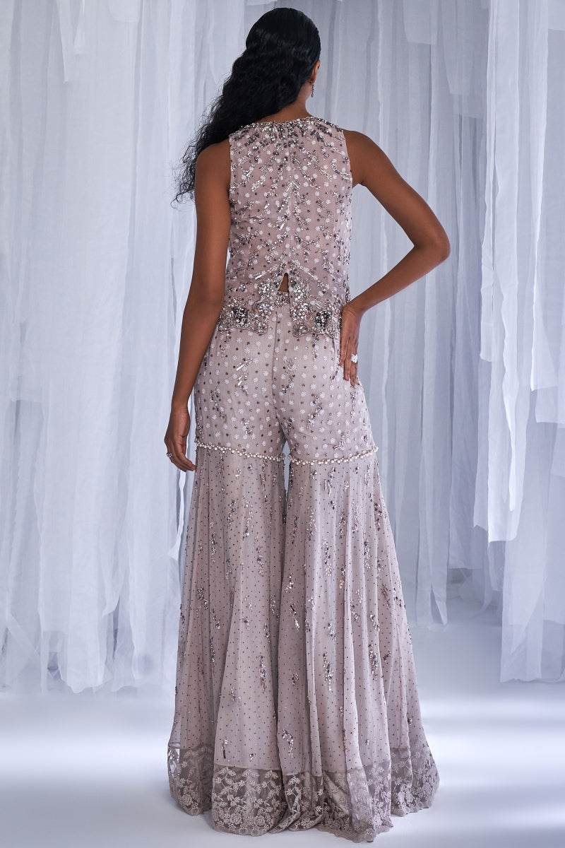 Ice Foam Chiffon Sharara Set