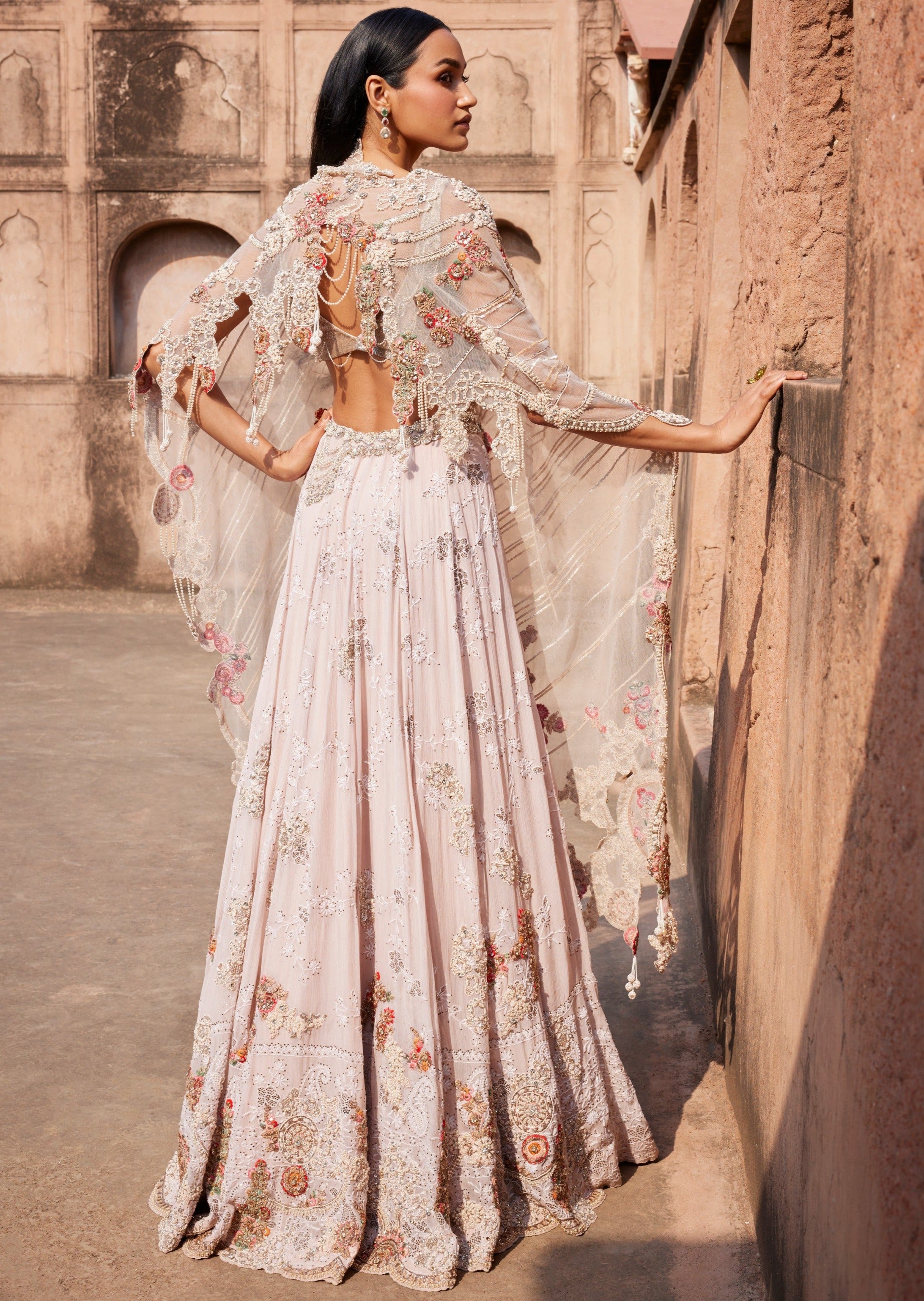 Evadne Off-White Chikankari Lehenga