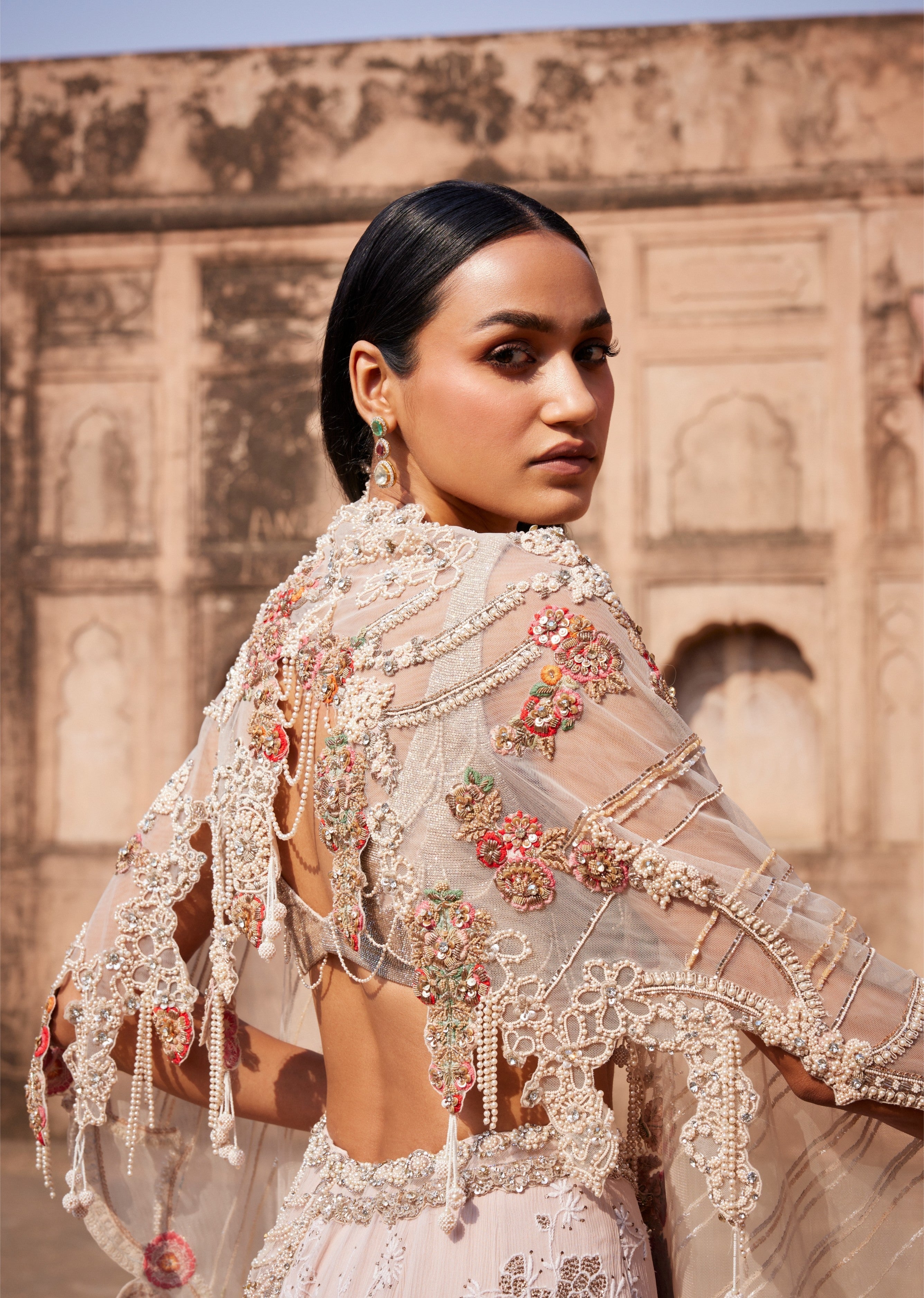 Evadne Off-White Chikankari Lehenga
