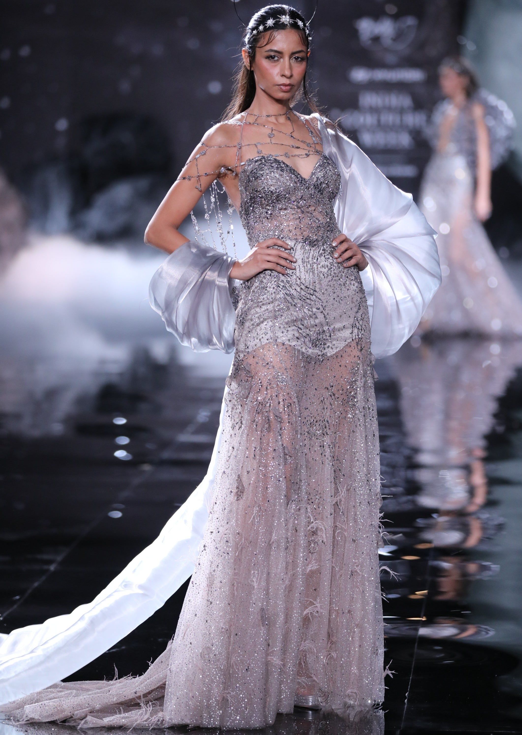 Helena Shimmer Tulle Bustier Gown