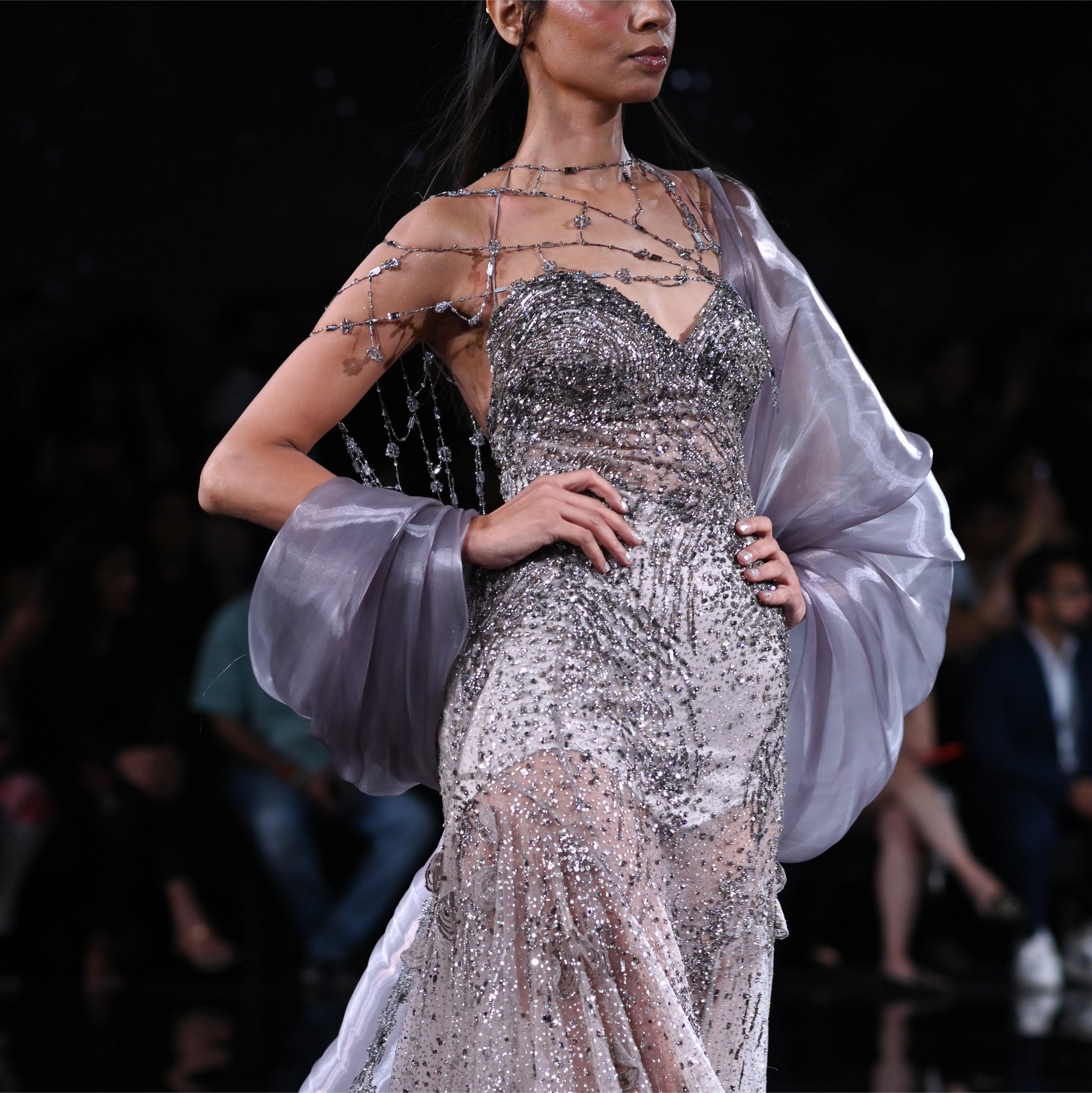 Helena Shimmer Tulle Bustier Gown
