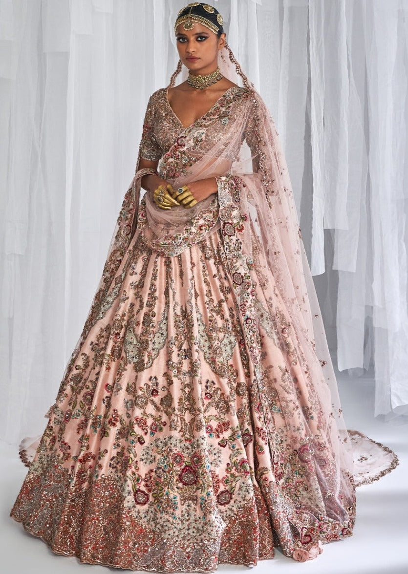 Lillian Champagne Pink Bridal Lehenga